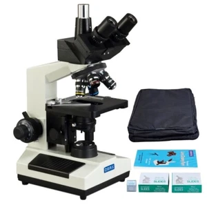 2000X Trinocular LED Microscope+Vinyl Carry Case+Blank Slides+Covers+Lens Paper - Picture 1 of 9