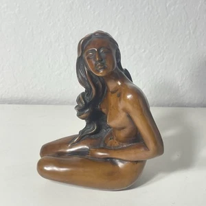 Beautiful Boxwood Ceramic Hand Carved Sculpture Nude Maiden Naked Women Sitting - Picture 1 of 9