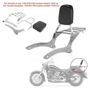 Backrest Sissy Bar Luggage Rack for Yamaha V Star Dragstar DS XVS 1100 Custom - Picture 1 of 13