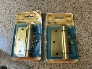 Lot of 2 National Hardware N184-556 Spring Door Hinge 3-1/2" Square Corner Brass - Picture 1 of 4