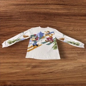 Vintage Disney Mickey Goofy Skifahren Langarm T-Shirt Gr. L - Bild 1 von 8