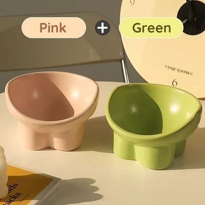 Cuenco elevado de plástico de colores para mascotas - Borde inclinado antivuelco de gran capacidad para gatos Foto 1 de 4