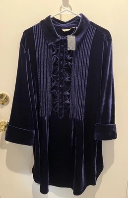 Túnica de Terciopelo Suave Surroundings Verona Volantes Pintuck Mezcla de Seda 2X Totalmente Nueva Foto 1 de 4