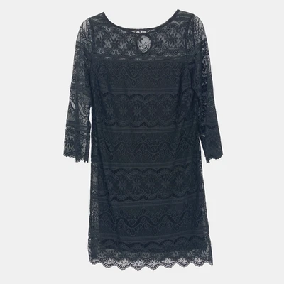 Vestido túnica de encaje Max Studio MEDIANO negro floral cóctel caprichoso bruja Foto 1 de 4