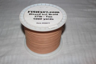 FISH307 Spool of Tan Waxed Braided Ice Fishing Line 27lb Test 1000 Yards - Image 1 of 2