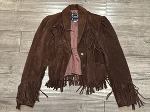 Vintage Ms. Pioneer Leather Suede Fringe Jacket Size 6 (Small) - Picture 1 of 4