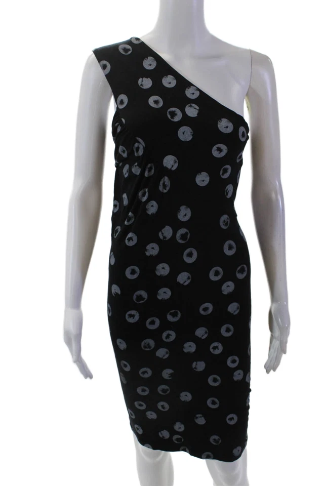 Vestido Religion para mujer a lunares con un hombro negro gris talla pequeña Foto 1 de 4