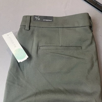 Pantalones de vestir de trabajo Liverpool talla 16 33 Harper verde oliva corte bota pierna nuevos Foto 1 de 4