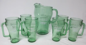 Coke Cowboy Whataburger Mugs/Glasses w/Handles & Pitcher Set - 7 Pcs - Picture 1 of 7