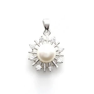 AURORA GEMS® 925 Silver Pendant 24.5x16mm with Freshwater Pearl - Picture 1 of 1