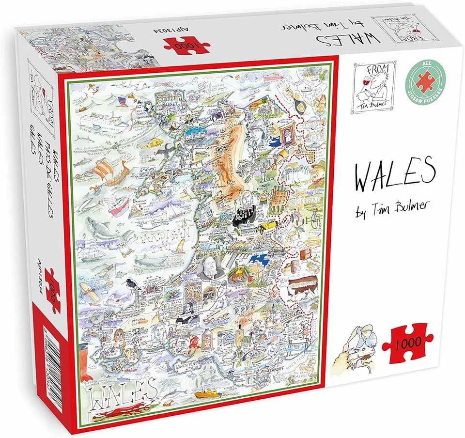 Comical Map Of Wales CYMRU Artwork By Tim Bulmer 1000 Piece Puzzle For Adults - Image 1 of 4