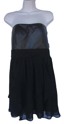 GOSSIP GIRL Size M Black Strapless Cocktail Dress NWT Faux Leather Top - Image 1 of 4