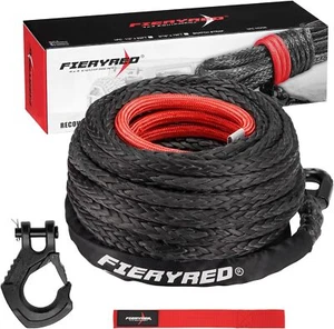 1/2inch 92FT 31,500 LBS Synthetic Winch Rope Cable Kit with Forged Hook,Strap - Imagen 1 de 8