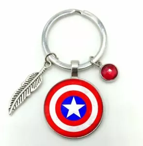 CAPTAIN AMERICA Shield Logo Key Chain Ring Fob Pendant Car Home Office Present** - Picture 1 of 17