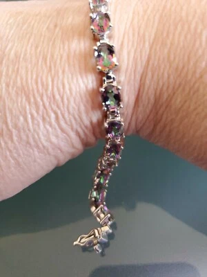 Colleen Lopez 12.63Ct Oval Mistic Topaz Silver 7-1/2" Tennis Bracelet HSN  - Image 1 of 4