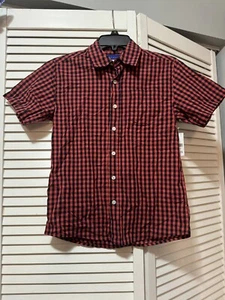SEARS Simply Styled Shirt Boys Plaid Red Button Down Short Sleeve Size M (10/12) - Picture 1 of 7