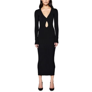 Bardot Women's Rosario Rib-Knit Dress Black L B4HP $129 - Picture 1 of 4