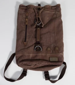 Diesel Bag Backpack RARE Vintage Spare Parts Brown Leather Canvas Distressed Y2K - Picture 1 of 17