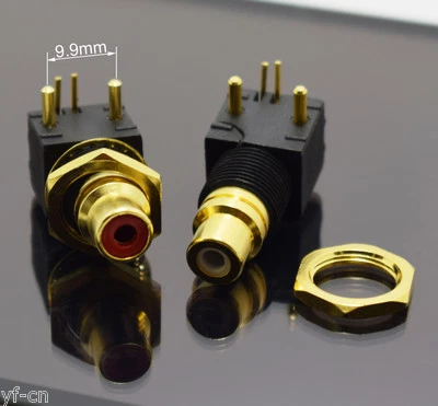 1 par de conector de soquete A/V dourado RCA fêmea soquete PCB soquete áudio vídeo - Imagem 1 de 4