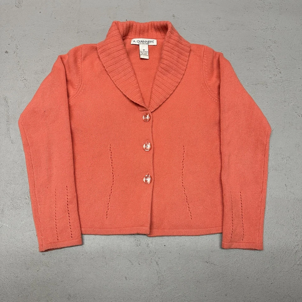 A Giannetti 100% 2-ply Cashmere Cardigan Knit Sweater Button Shawl Collar Size M - Image 1 of 4