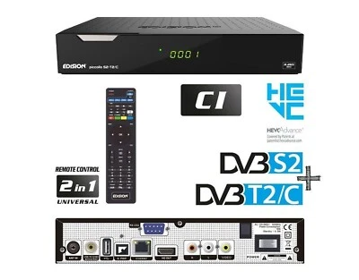 Edision PICCOLLO 3in1 HD Combo Receiver H.265 / HEVC DVB-S2, DVB-T2, DVB-C - Bild 1 von 4