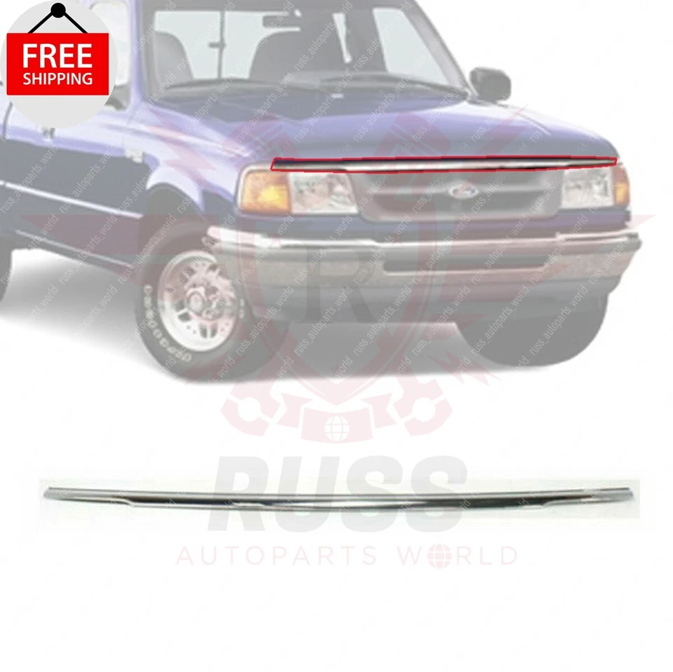 New Front Upper Grille Molding Chrome & Black Fits 1993-1997 Ford Ranger 2wd 4wd Foto 1 de 4