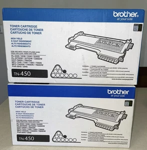 2 NEW SEALED OEM GENUINE Brother TN-450 Black Toner Cartridge HL-2220 2230 2240