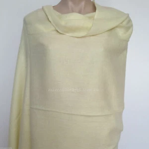 Women's Cashmere Shawl - 100% Pashmina Shawl Warm Light Yellow Stole Scarf Wrap - Picture 1 of 1