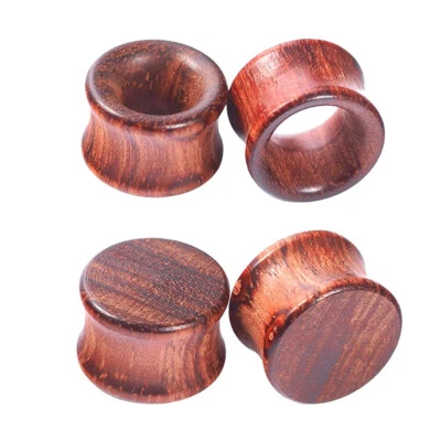 2-3 pares de túneles de madera para oreja carne medidores de madera tapones para los oídos orgánicos naturales perforación Foto 1 de 4