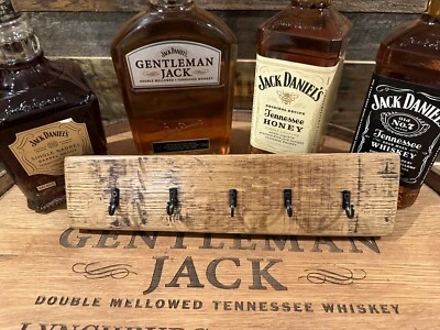 Unstained Jack Daniel's Whiskey Barrel 5 Hook Stave Key Holder - Image 1 of 4