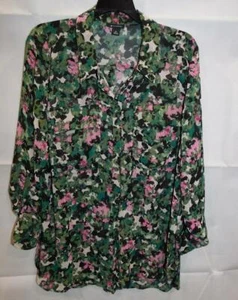 GW - Ms. CamoFloral Button Down Blouse from I Heart Ronson - Green Multi - Sz XL - Picture 1 of 1
