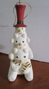 Stacked 3 Tier FAMILY SNOWMAN 5" CHRISTMAS ORNAMENT - Picture 1 of 2