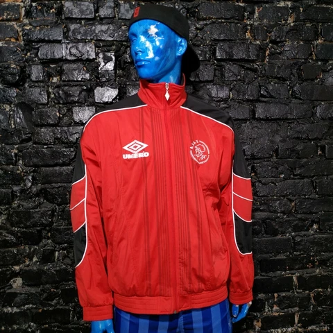 Ajax Amsterdam Vintage Training Jacket With Zipped Red Umbro Polyester Mens SZ L Cover