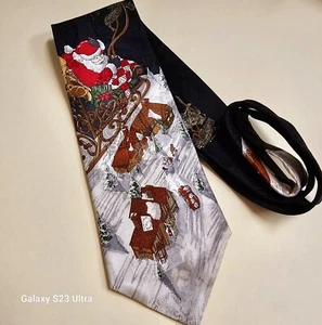 VTG Tabasco Sauce Silk Men's Necktie Tie Christmas Santa on Sleigh made in USA - Picture 1 of 11