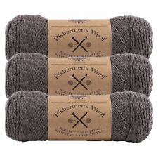 (3 Pack) Lion Brand Yarn 150-125N Fishermen's Wool Yarn, Brown Heather