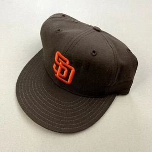 Vintage San Diego Padres Hat Cap Fitted 7 Brown New Era MLB Pro Model Leather - Picture 1 of 6