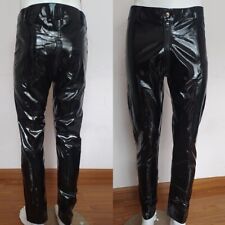 Men Wetlook PU Leather Pencil Pants Fit Tight Skinny Trousers Nightwear Clubwear
