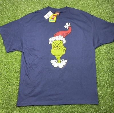 NWT 2001 Vintage Dr. Seuss The Grinch Movie Shirt Size XL Navy Blue Y2K VTG - Image 1 of 4