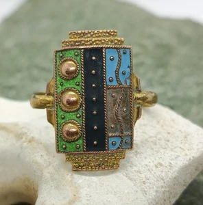 Super 20er Jahre Original Art Deco Emaille Ring  - Bild 1 von 6