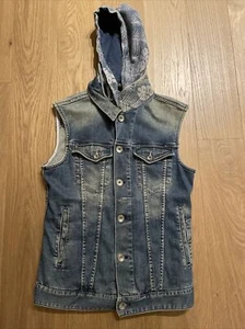 Giubbotto Moda uomo gilet jeans GAS con Cappuccio Rimovibile Giubbino Smanicato - Foto 1 di 4