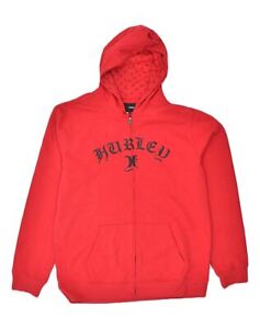 HURLEY Mens Graphic Zip Hoodie Sweater XL Red Cotton NM01