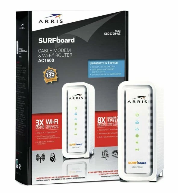 ARRIS Surfboard Docsis 3.0 Cable Modem And AC1600 Dual Band Wi-Fi Router