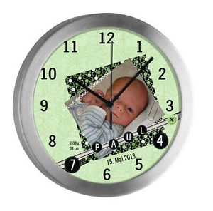 Kinderuhr mit Namen Kinder Funkuhr leise Wanduhr Kinderzimmer Uhr Scrapbooking - Bild 1 von 6