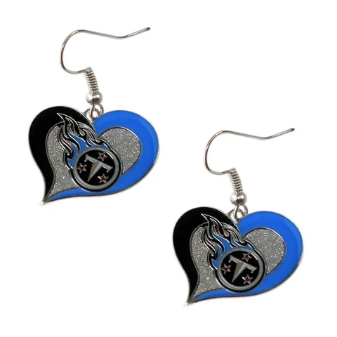 Tennessee TITANS NFL Swirl Heart Dangle Earrings Cover