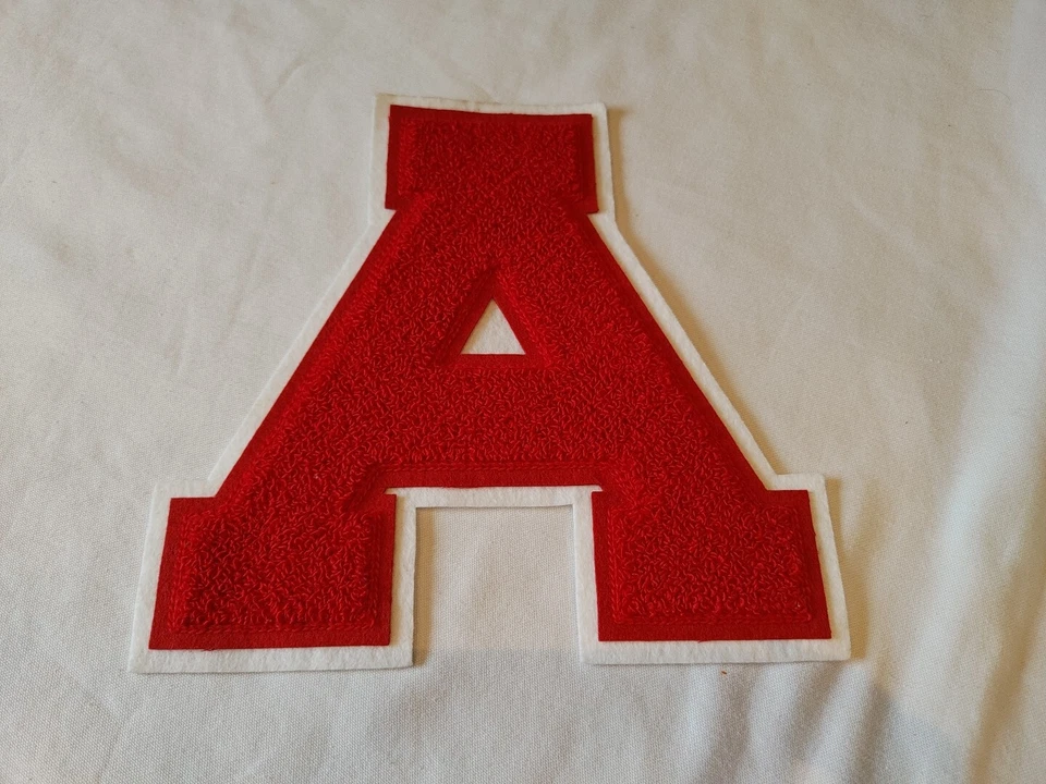 8" Letter A Stitch On Patch, Red/White. - Image 1 of 4