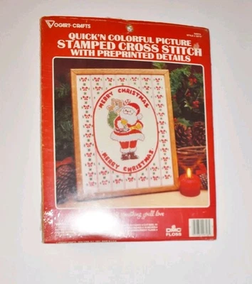 复古 Vogart Crafts 圣诞老人加压十字绣套件 #2971F 全新带盒 — 第 1/4 张图片