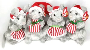 Vintage Weihnachten Plüschtier mit Etikett 4er Set Jinglemouse TY Beanie Babys 2005 - Bild 1 von 11