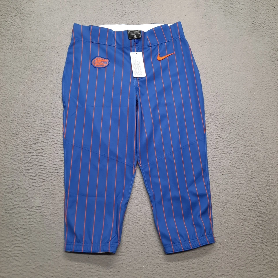 Nike Team Florida Gators Knicker Softball Pant Womens M Blue Pinstripe HJ5143