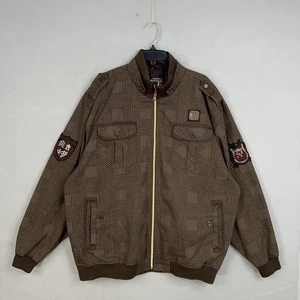 RAWBLUE Jacket Mens 3XL Full Zip Bomber Geometric Crest Patch Military Epaulet - Picture 1 of 14
