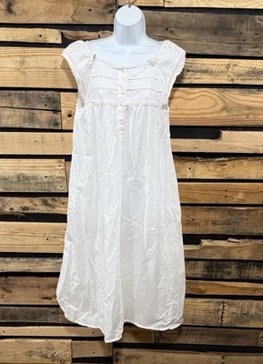 Vintage Christian Dior Cotton Nightgown With Lace Trim Buttons Lingerie Medium - Image 1 of 4